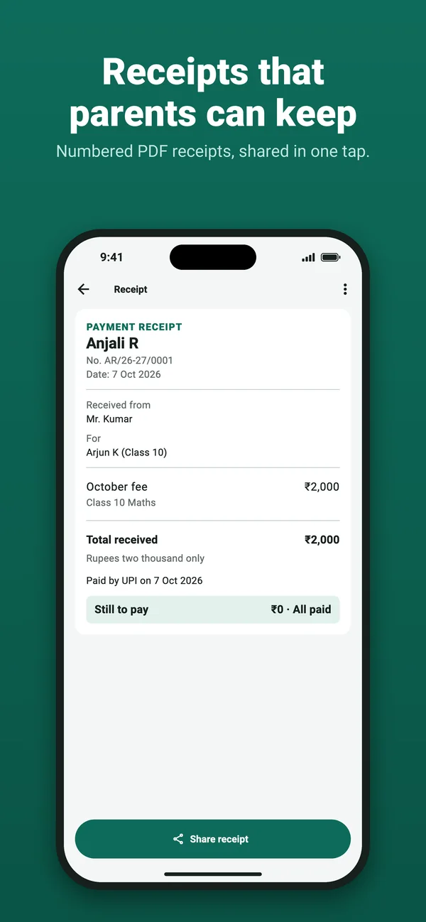 A payment receipt